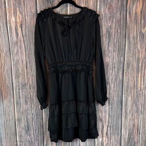 Mikarose Black Long-Sleeve Ruffle Tiered Dress